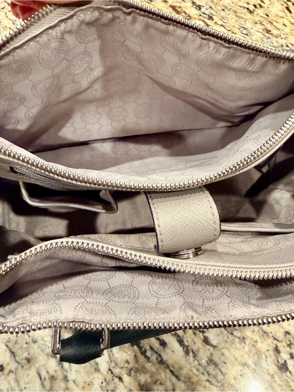 Michael Kors Sutton Black, White & Light Gray Colorblock Satchel
